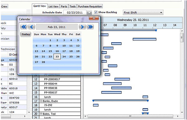 Selected Schedules on Gantt Chart by Data Picker